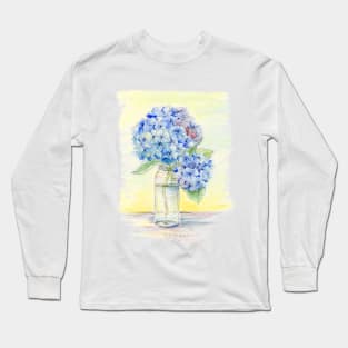 Blue Hydrangea, Still Life Long Sleeve T-Shirt